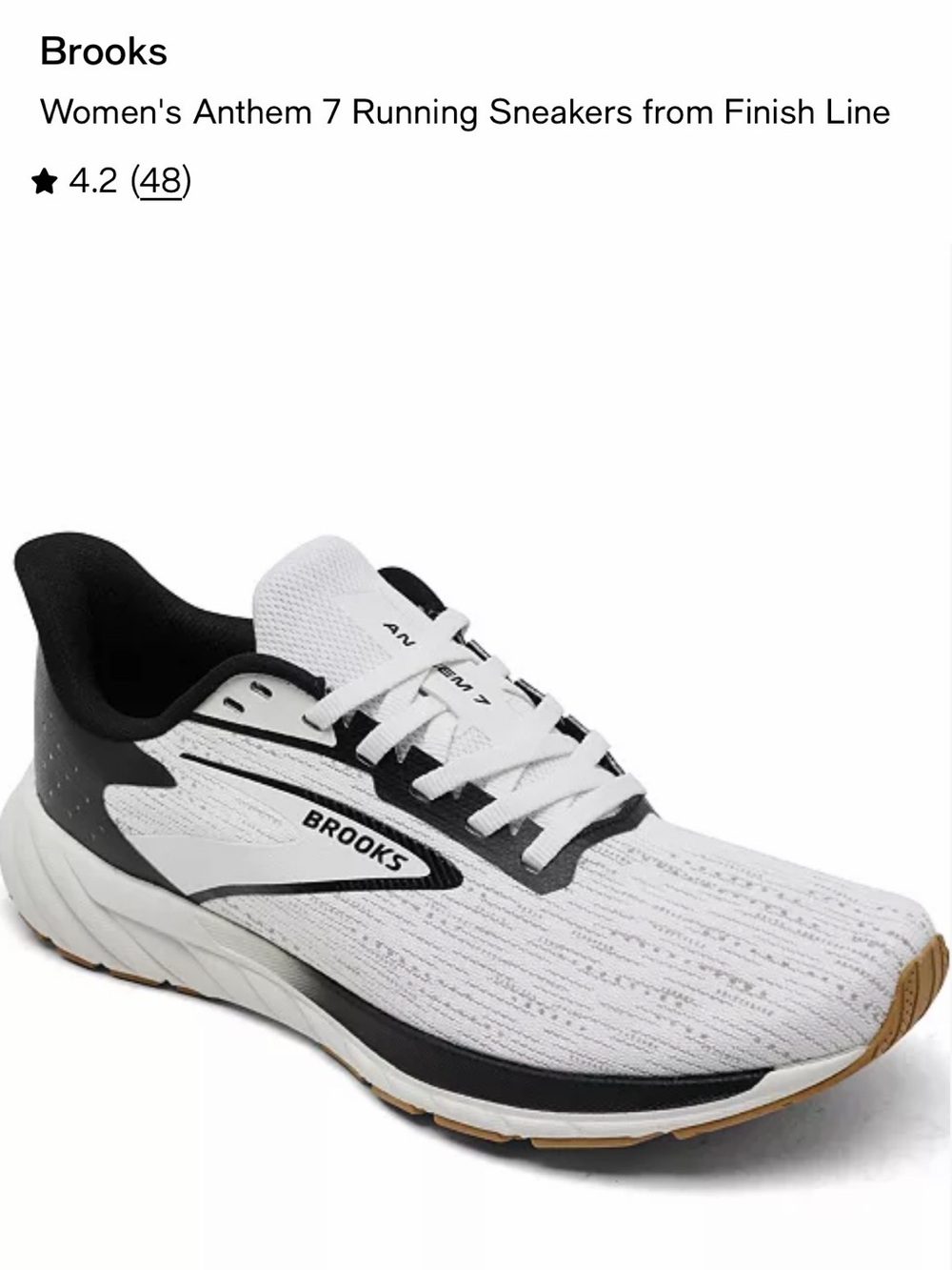 Brooks Women's Anthem7 White and Black Running Sneakers